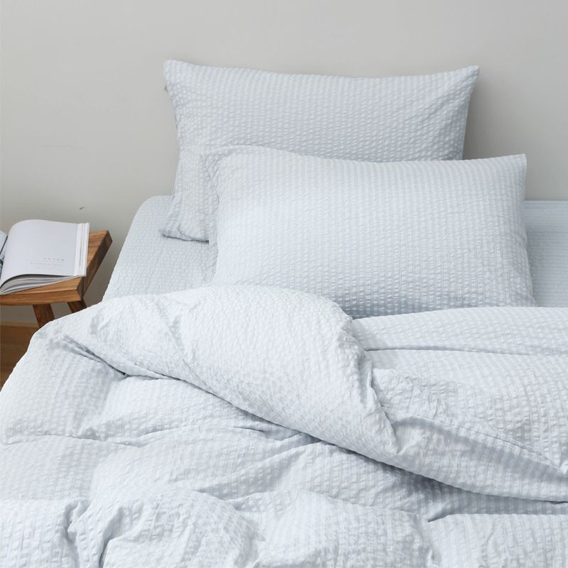 Cotton Seersucker 4 Piece Set Washed Striped 1.5m bed [four-piece bed sheet]