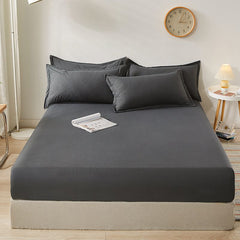 Pure Cotton Mattress Cover Non Slip Bed Sheet Dark gray A pair of matching pillowcases