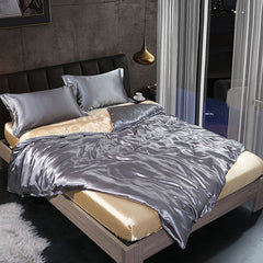 Shurui Silk Four Piece Set 150x200cm 1.8 meters bed sheets [quilt cover 200x 230cm]