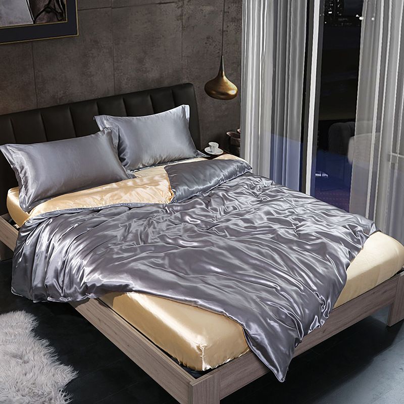 Shurui Silk Four Piece Set 150x200cm 1.5 m bed hat [quilt cover 200x 230cm]