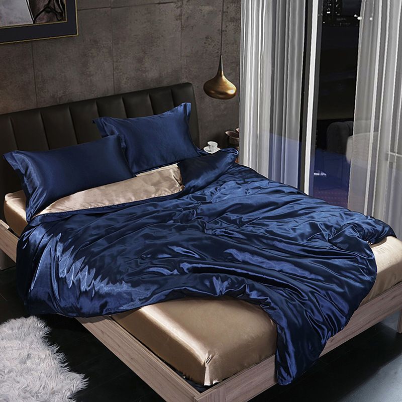 Shurui Silk Four Piece Set 150x200cm 1.5 m bed hat [quilt cover 200x 230cm]