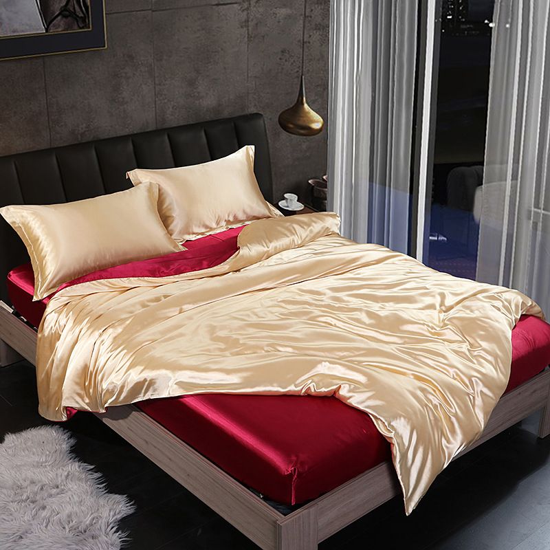 Shurui Silk Four Piece Set 150x200cm 1.5 meters bed sheets [quilt cover 200x 230cm]