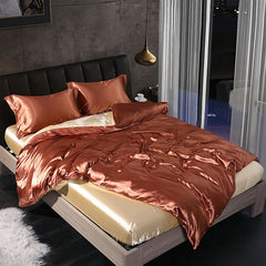 Shurui Silk Four Piece Set 150x200cm 1.5 meters bed sheets [quilt cover 200x 230cm]