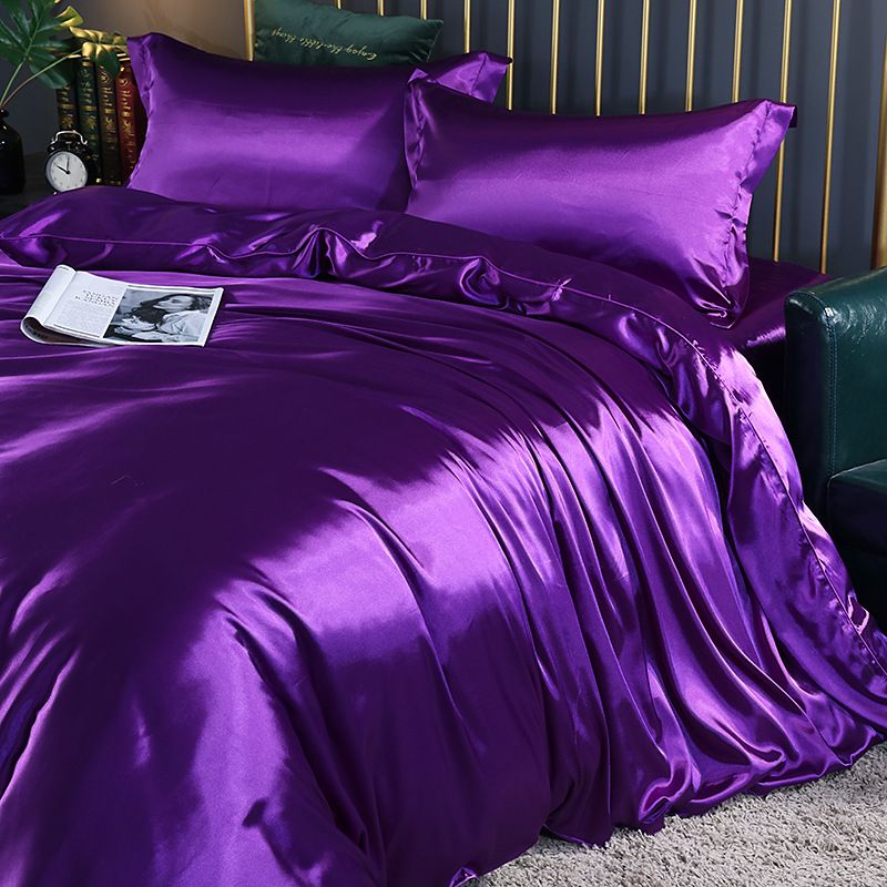 Shurui Silk Four Piece Set 150x200cm 1.8 m bed hat [quilt cover 220x 240cm]