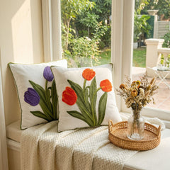 Faunus Cushion 45x45cm Cotton Linen Embroidery warbler bird 45*45 (excluding core)