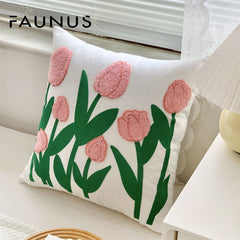 Faunus Cushion 45x45cm Cotton Linen Embroidery Cute Butterfly Flower 45*45 (including core)