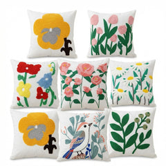 Faunus Cushion 45x45cm Cotton Linen Embroidery Cute Butterfly Flower 45*45 (including core)