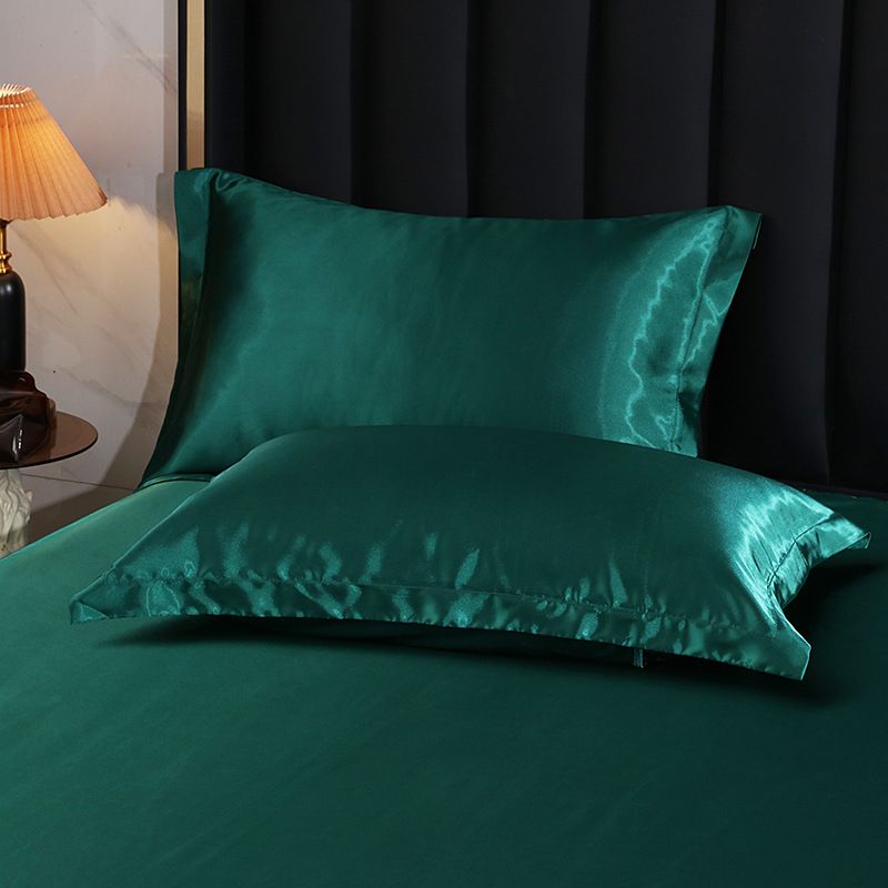 Simulation Silk Pillowcase 48x74cm Polyester Dark green 48x 74cm [one pack]]