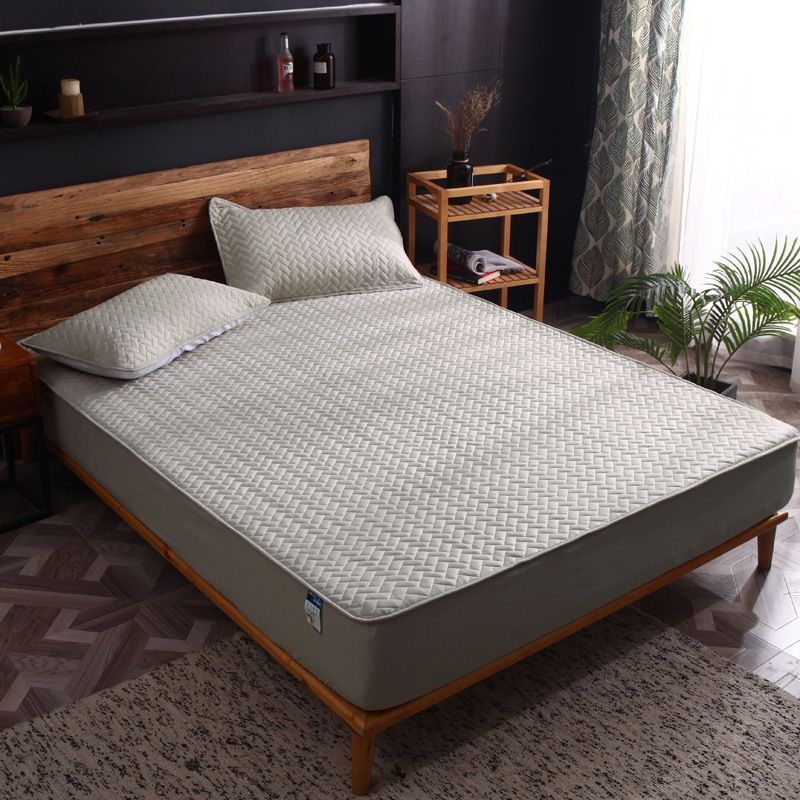 Cotton Geometric Fitted Sheet - Grey - Grid Lattice Custom - 90x200cm - Image 2