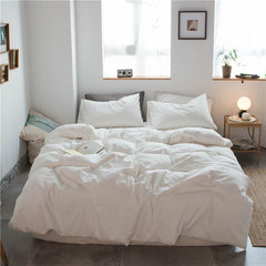 Cotton 4 Piece Set Modern Minimalist White Bed sheet kit_1.5m bed-quilt cover 200x 230cm (four-piece set)