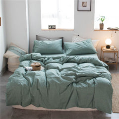 Cotton 4 Piece Set Modern Minimalist White Bed sheet kit_2.0m bed-enlarged quilt cover 220x 240cm four-piece set
