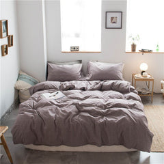 Cotton 4 Piece Set Modern Minimalist White Bed sheet kit_1.5m bed-quilt cover 200x 230cm (four-piece set)