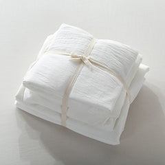 Cotton 4 Piece Set Modern Minimalist White Bed sheet kit_1.2m bed-quilt cover 150x 200 (3-piece set)