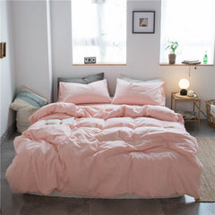 Cotton 4 Piece Set Modern Minimalist White Bed sheet kit_1.2m bed-quilt cover 150x 200 (3-piece set)