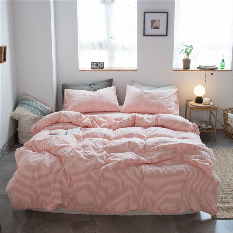 Cotton 4 Piece Set Modern Minimalist White Bed sheet kit_1.8m bed-quilt cover 200x 230cm (four-piece set)
