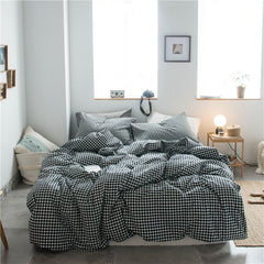 Cotton 4 Piece Set Modern Minimalist White Bed sheet kit_1.5m bed-quilt cover 200x 230cm (four-piece set)