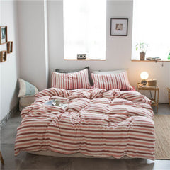 Cotton 4 Piece Set Modern Minimalist White Bed sheet kit_1.2m bed-quilt cover 150x 200 (3-piece set)