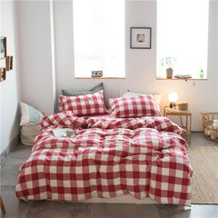 Cotton 4 Piece Set Modern Minimalist White Bed sheet kit_2.0m bed-enlarged quilt cover 220x 240cm four-piece set