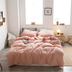 Cotton 4 Piece Set Modern Minimalist White Bed sheet kit_1.2m bed-quilt cover 150x 200 (3-piece set)