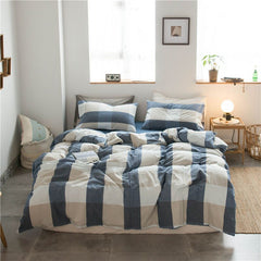 Cotton 4 Piece Set Modern Minimalist White Bed hat kit_1.8m bed-increase quilt cover 220x 240cm four-piece set