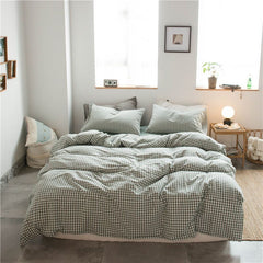Cotton 4 Piece Set Modern Minimalist White Bed sheet kit_2.0m bed-enlarged quilt cover 220x 240cm four-piece set