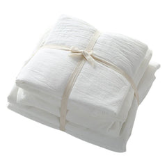 Cotton 4 Piece Set Modern Minimalist White Bed sheet kit_1.2m bed-quilt cover 150x 200 (3-piece set)