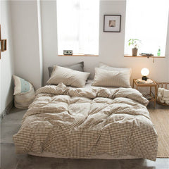 Cotton 4 Piece Set Modern Minimalist White Bed sheet kit_2.0m bed-enlarged quilt cover 220x 240cm four-piece set