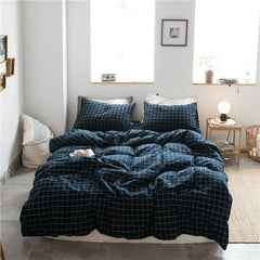 Cotton 4 Piece Set Modern Minimalist White Bed sheet kit_1.5m bed-quilt cover 200x 230cm (four-piece set)