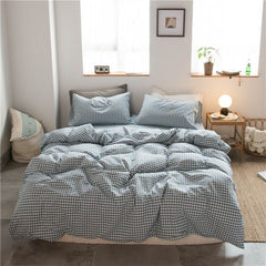 Cotton 4 Piece Set Modern Minimalist White Bed hat kit_1.5m bed-quilt cover 200x 230cm (four-piece set)
