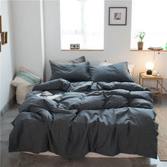 Cotton 4 Piece Set Modern Minimalist White Bed hat kit_1.5m bed-quilt cover 200x 230cm (four-piece set)