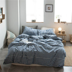 Cotton 4 Piece Set Modern Minimalist White Bed sheet kit_1.8m bed-quilt cover 200x 230cm (four-piece set)