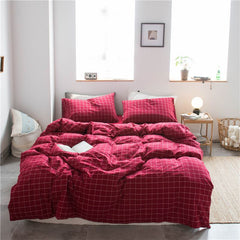 Cotton 4 Piece Set Modern Minimalist White Bed hat kit_1.5m bed-quilt cover 200x 230cm (four-piece set)