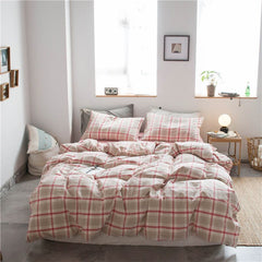 Cotton 4 Piece Set Modern Minimalist White Bed sheet kit_2.0m bed-enlarged quilt cover 220x 240cm four-piece set