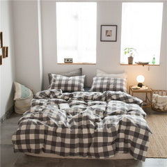 Cotton 4 Piece Set Modern Minimalist White Bed sheet kit_1.2m bed-quilt cover 150x 200 (3-piece set)