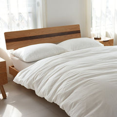 Cotton 4 Piece Set Modern Minimalist White Bed hat kit_1.8m bed-quilt cover 200x 230cm (four-piece set)
