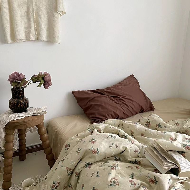 Lu Mi Er - Cotton Floral Pillowcase - Curry - 48x74