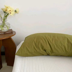 Lu Mi Er - Cotton Floral Pillowcases - Green - 2-Pack - Olive - 48x74
