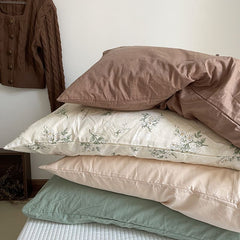 Lu Mi Er - Cotton Floral Pillowcases - Green - 2-Pack - Olive - 48x74 - Image 5