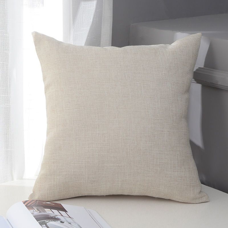 Le Su Cotton Linen Cushion Solid Color with Core 3# creamy-white 50*50-single pillowcase