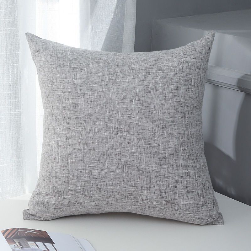 Le Su Cotton Linen Cushion Solid Color with Core 59# elegant gray 50*50-single pillowcase