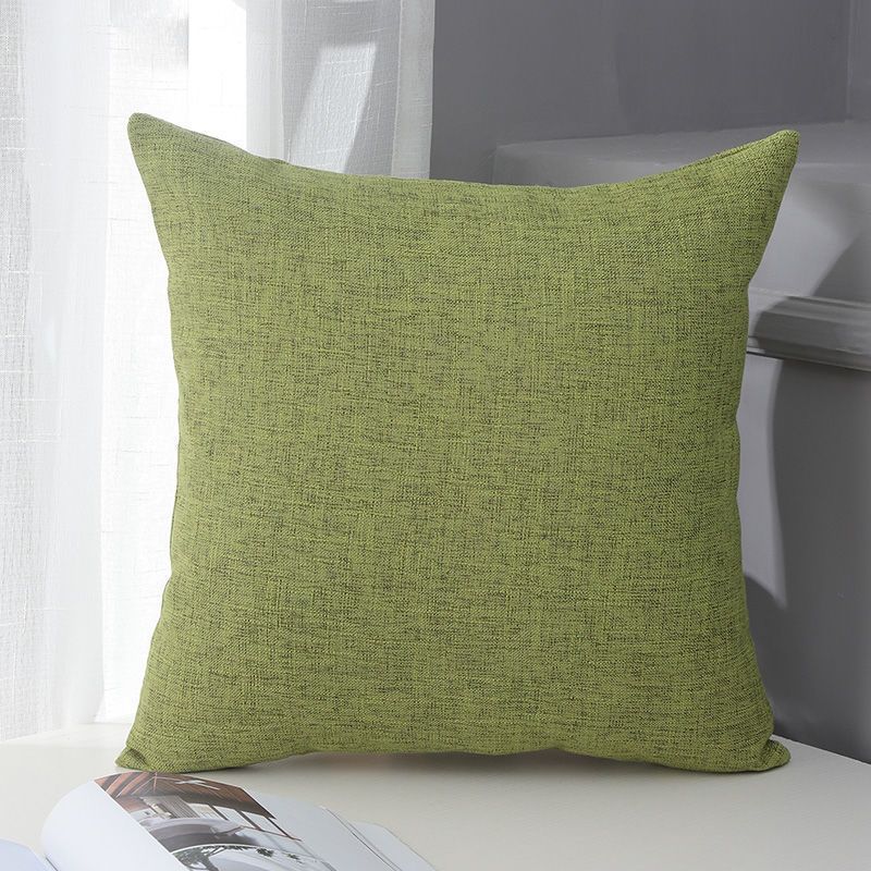 Le Su Cotton Linen Cushion Solid Color with Core 16# grass green 40*40-single pillowcase