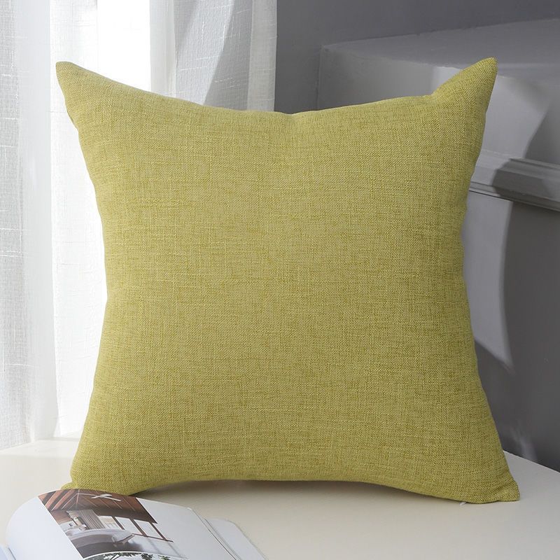 Le Su Cotton Linen Cushion Solid Color with Core 15# yellow green 30*50-single pillowcase