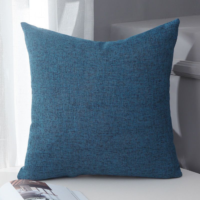 Le Su Cotton Linen Cushion Solid Color with Core 35# Indigo 30*50-single pillowcase
