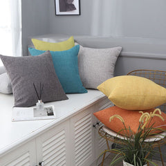 Le Su Cotton Linen Cushion Solid Color with Core 66# Olive Green 30*50-single pillowcase