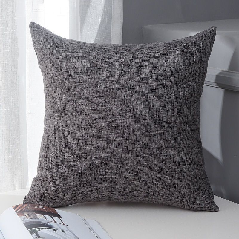 Le Su Cotton Linen Cushion Solid Color with Core 69# dark gray 30*50-single pillowcase