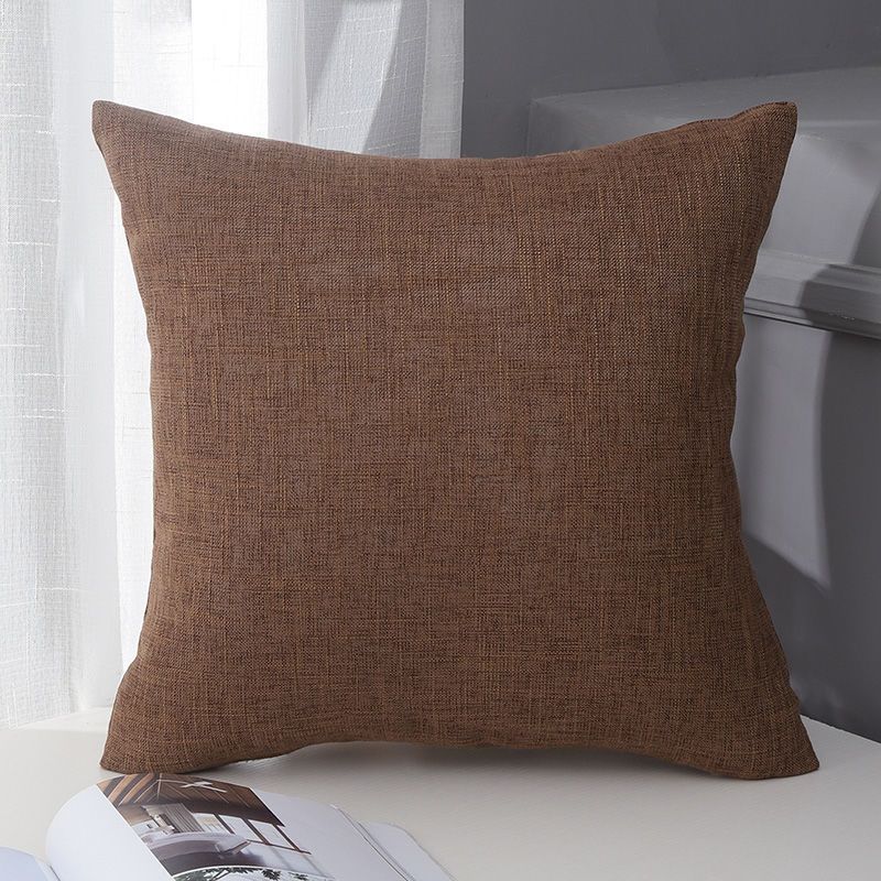 Le Su Cotton Linen Cushion Solid Color with Core 53# Coffee 30*50-single pillowcase
