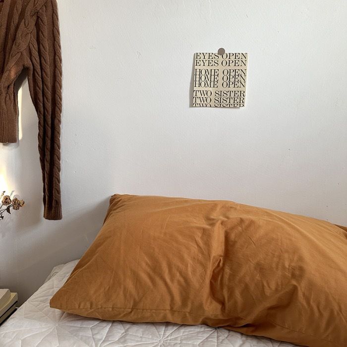 Cotton Pillowcases - Khaki/Orange - 2-Pack - 48x74