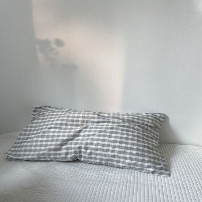 Cotton Geometric Pillowcases - Grey - 2-Pack - 48x74