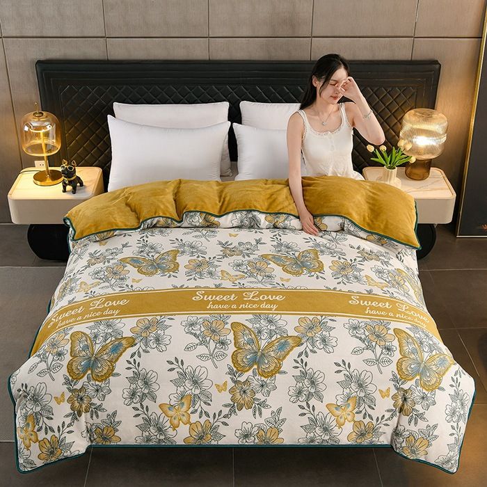 Velvet Floral Quilt Cover - Double - Flower Fall - 150x200cm - Image 2