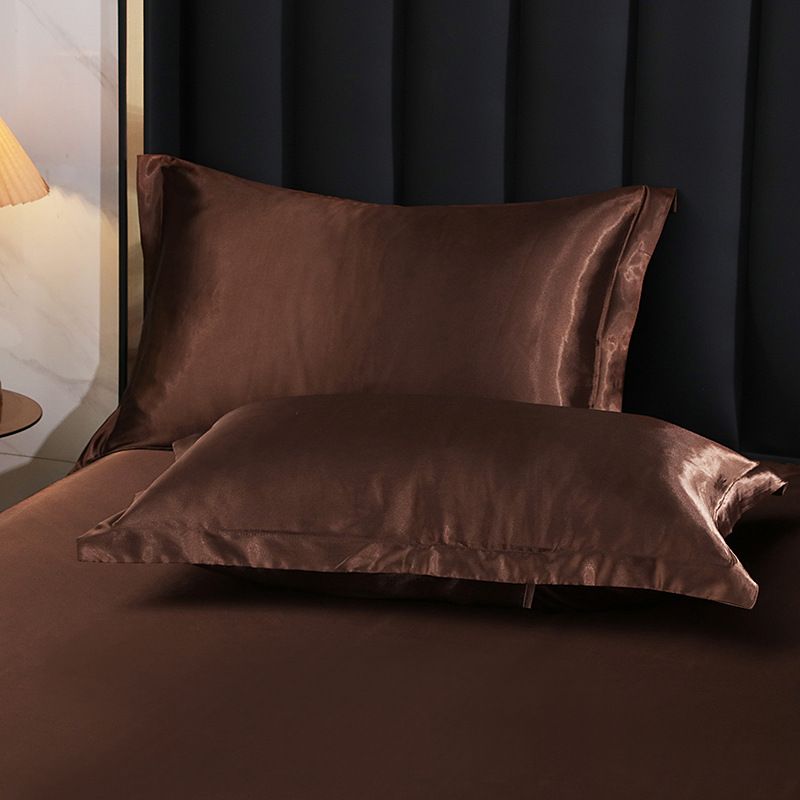 Simulation Silk Pillowcase 48x74cm Polyester Dark Curry 48x74cm [pair]
